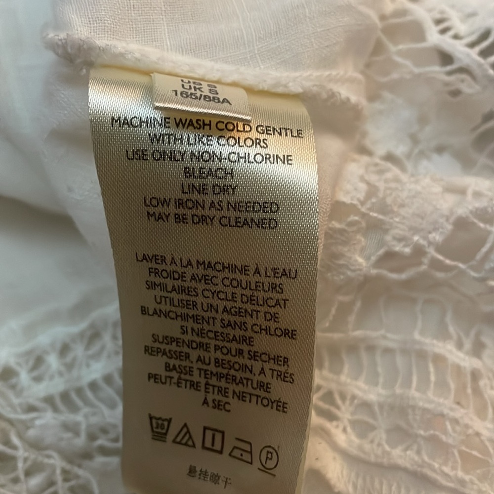 FREE PEOPLE Green Garden White Oversized Tunic Lace Edge Hem Lightly Sheer Top - Picture 15 of 16